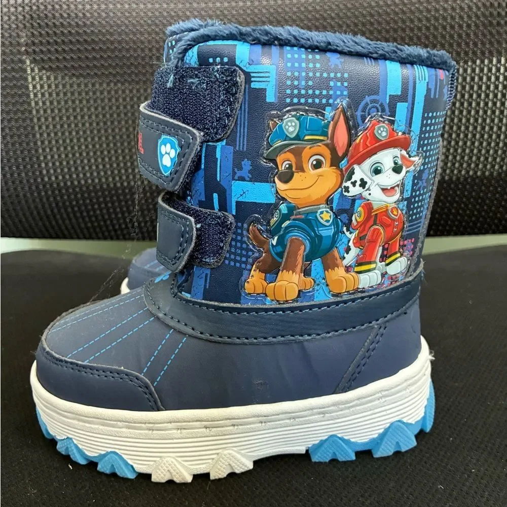 Kids Toddlers Blue Paw Patrol Winter Snow Boots Sz 7